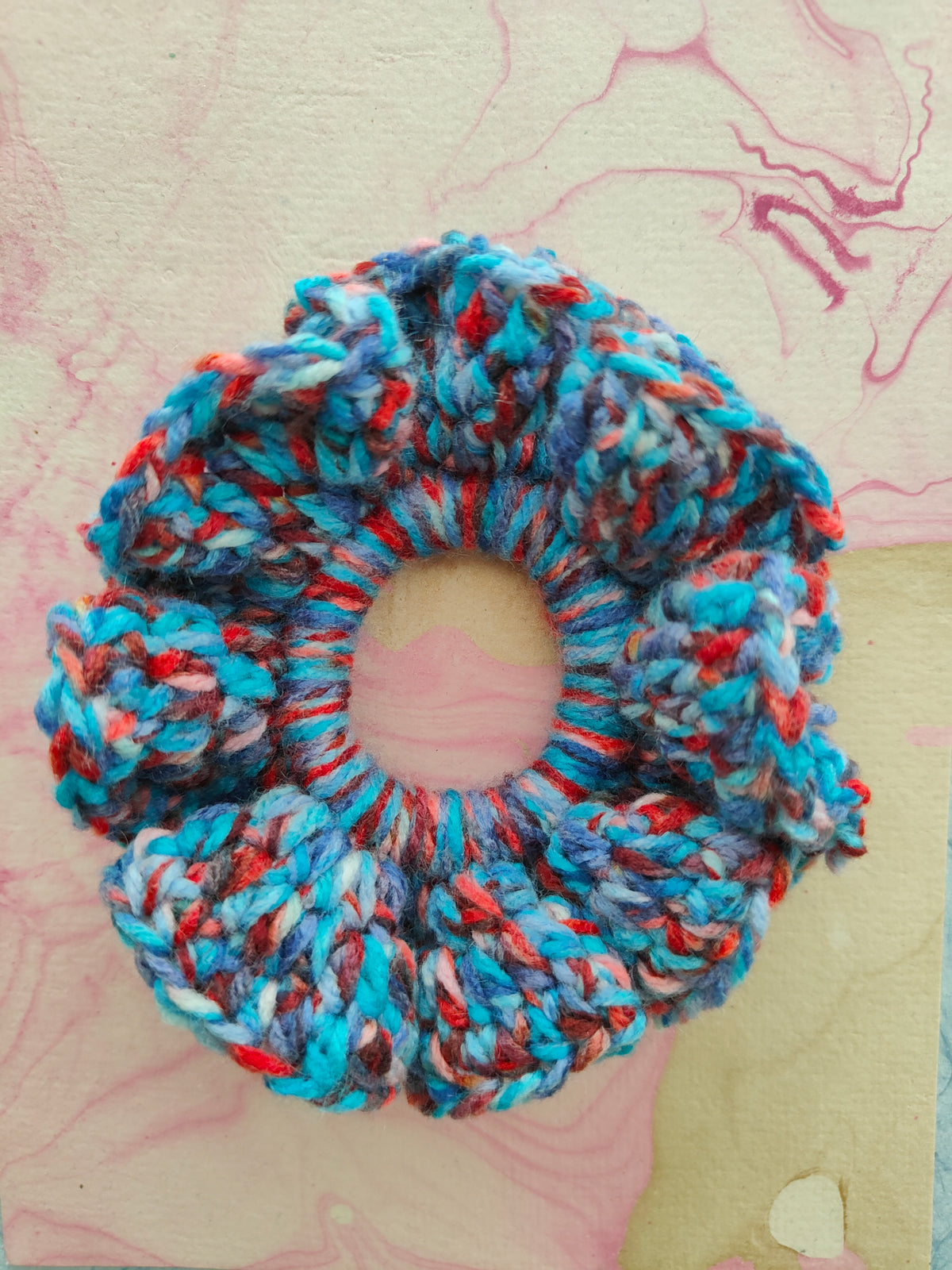 Blue Multicoloured Scrunchie